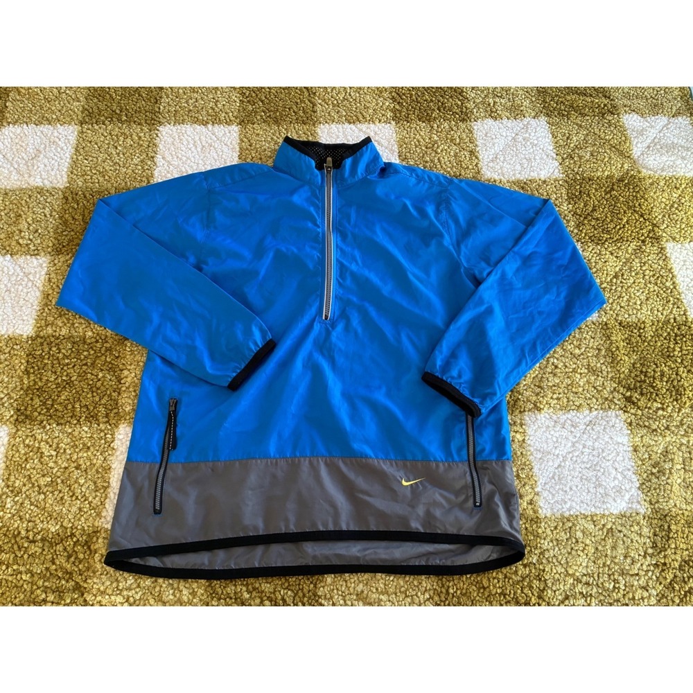 Nike Running Half Zip Windbreaker Blue Grey Colorblock Mens Large L‎ 12-14